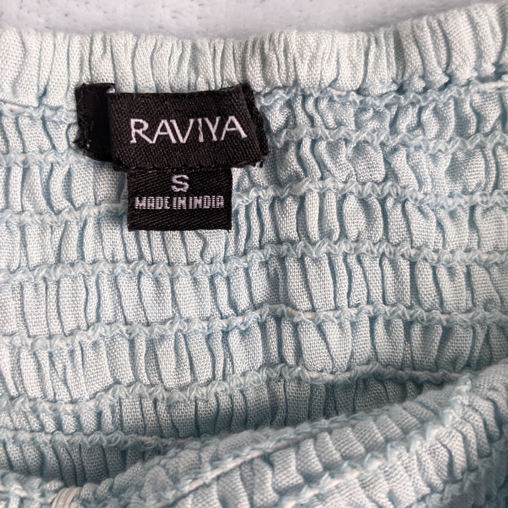 RAVIJA Swim Cover-up Off-shoulder Gathered Light-blue Small - Picture 2 of 5